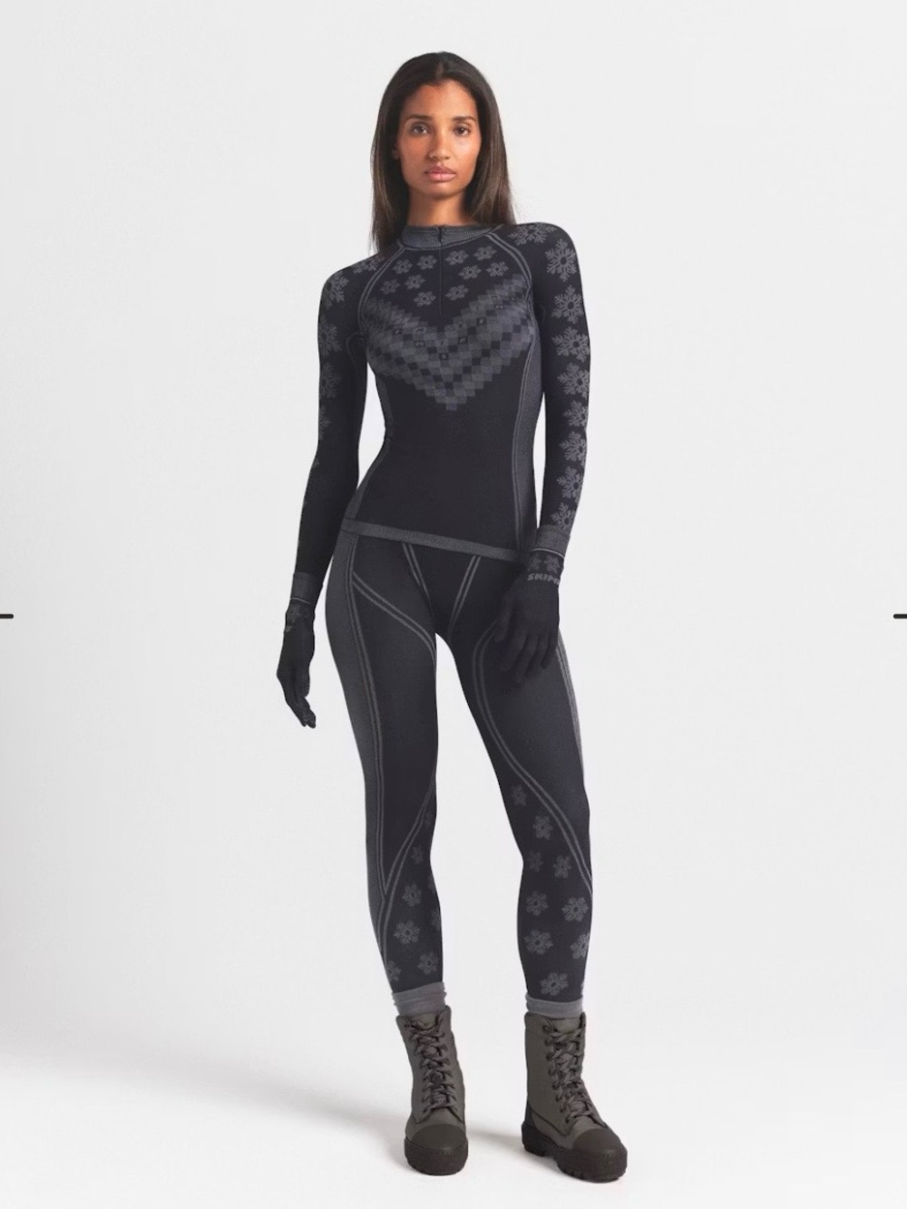 SKIMS Black and Gray Seamless Thermal Set